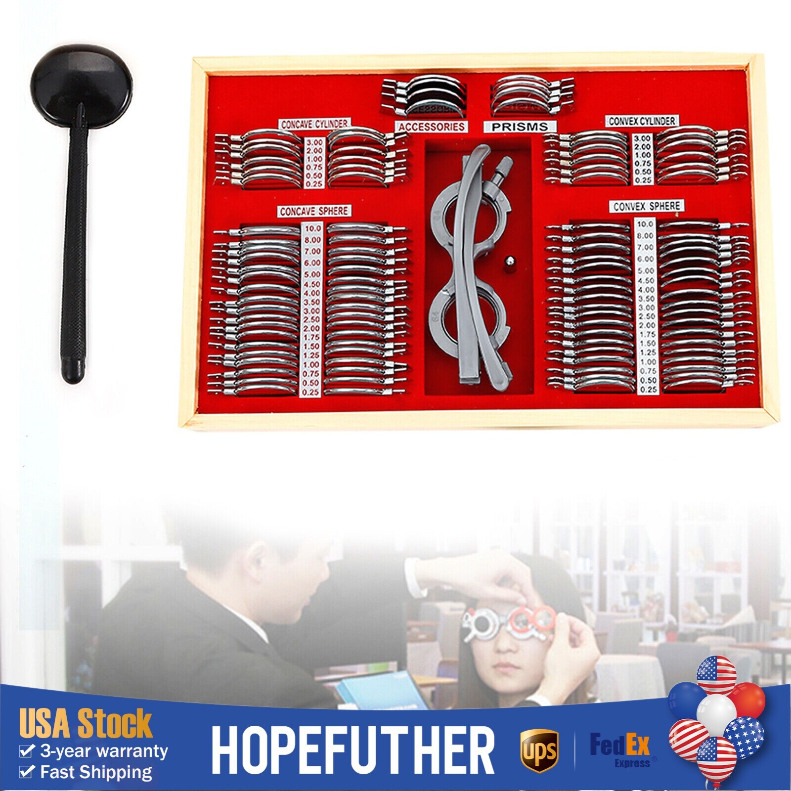 Optical Trial Lens Set Metal Rim Optometry Kit 104PCS w/ Free Accessories + Case