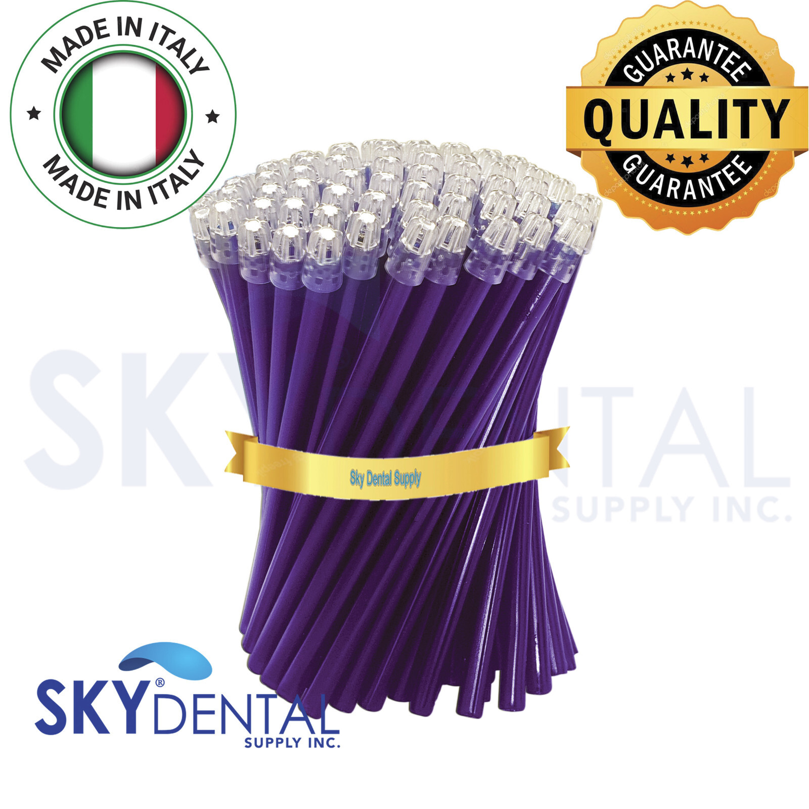 300x Saliva Ejector Translucent Purple with Clear Tips Made in Italy