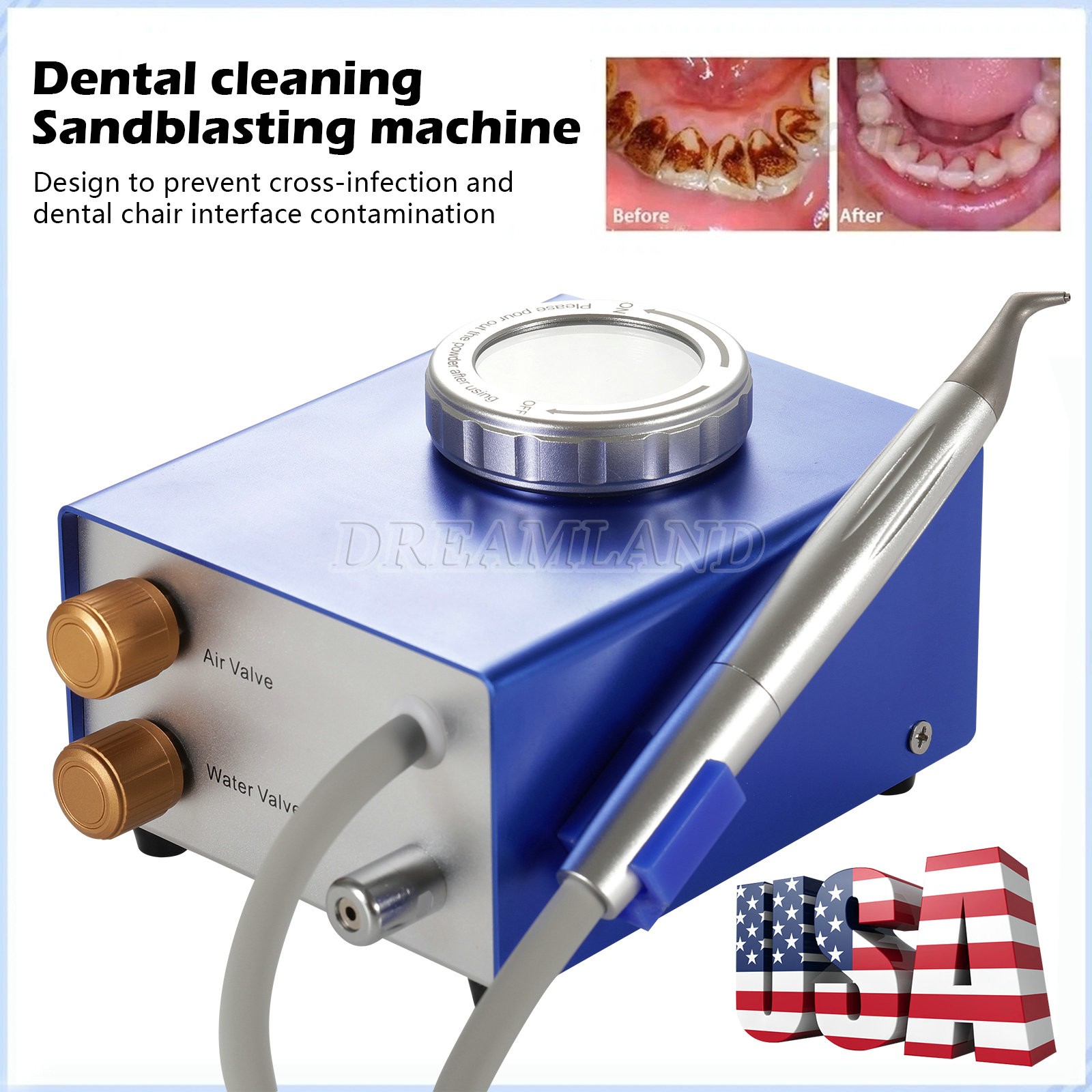 Dental Air Water Prophy Polishing Sandblasting Machine Teeth Cleaning Machine DT