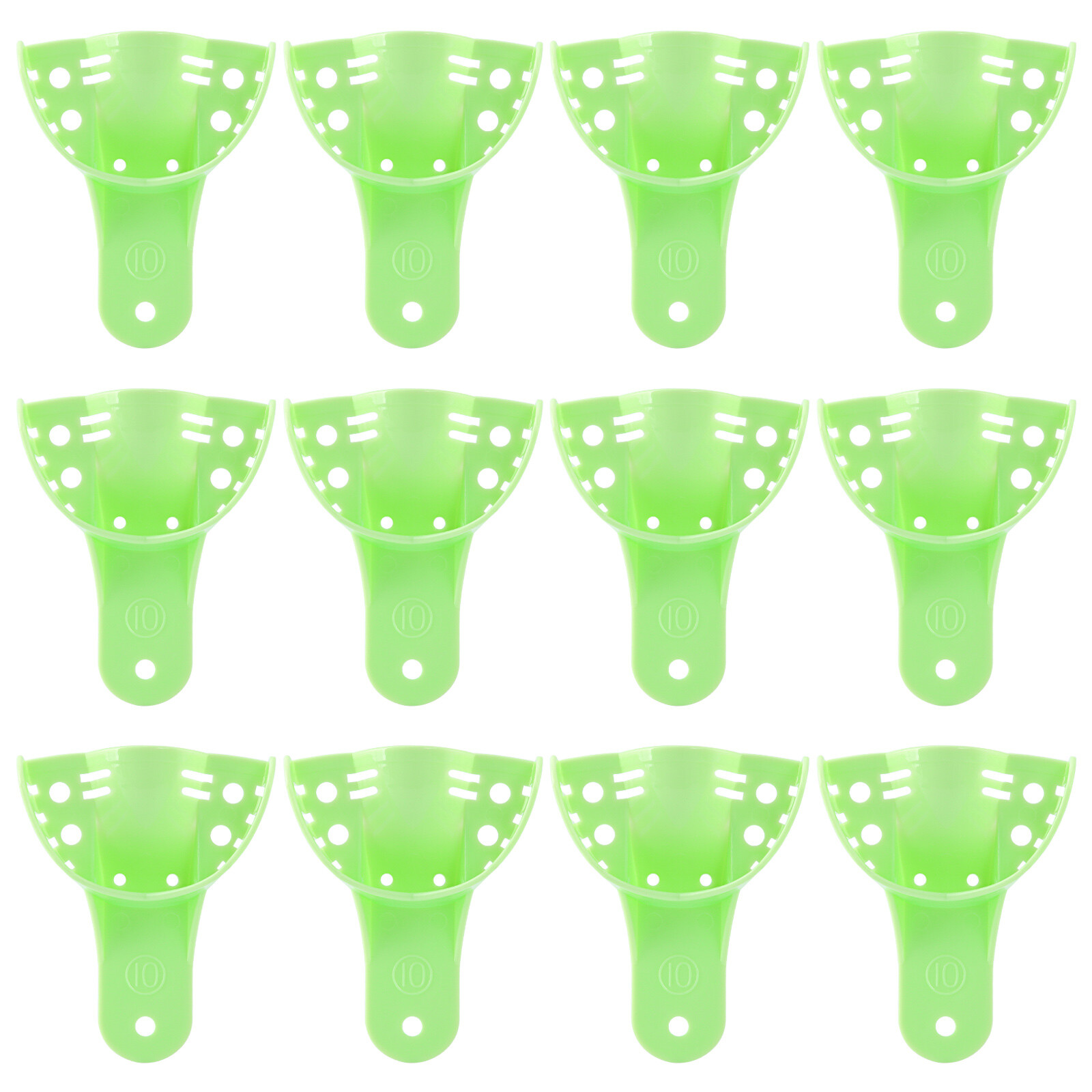 12Pcs/Bag JMU Dental Autoclave Impression Trays Plastic Perforated Tray S M L