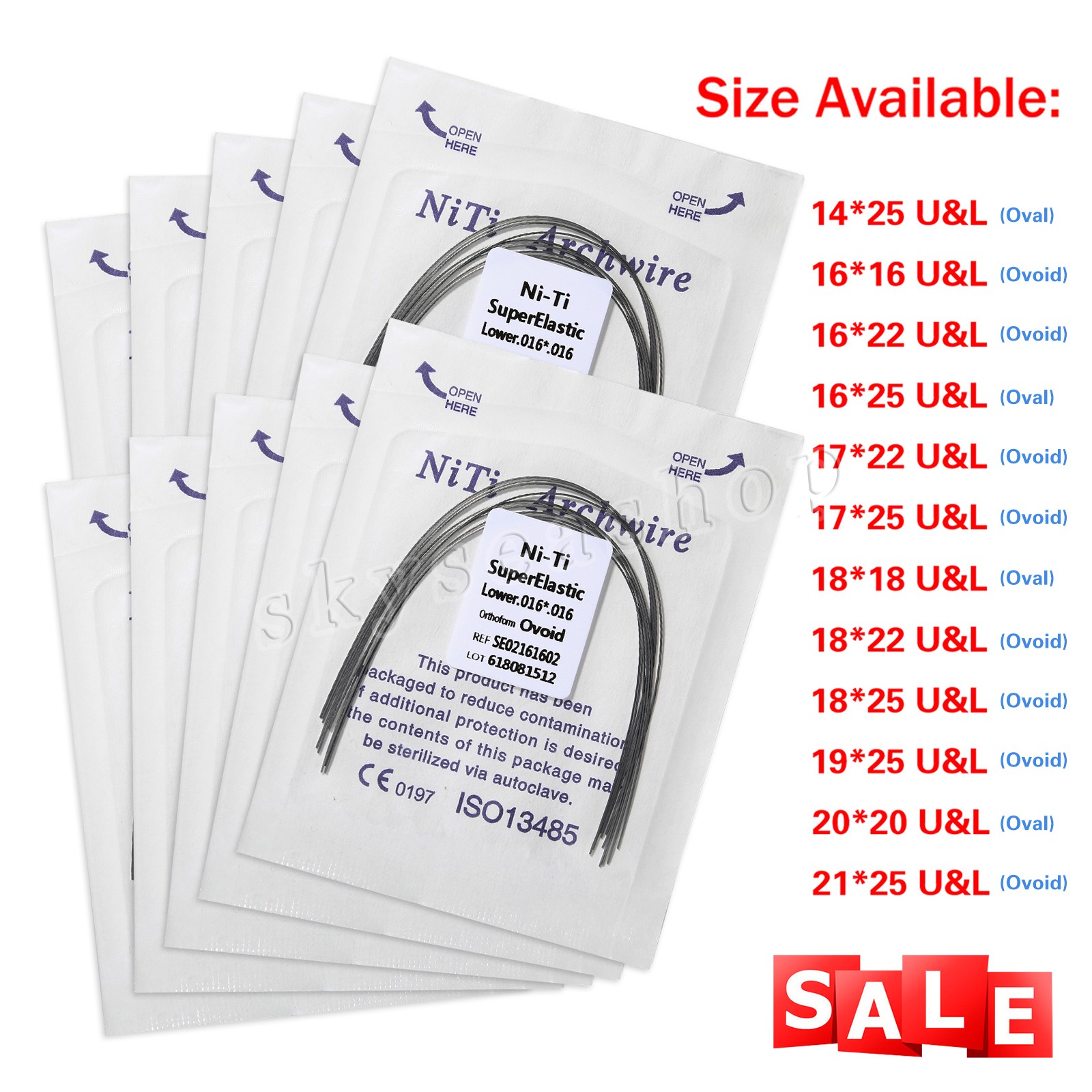 10 Packs/100pcs Dent Orthodontic Super Elastic Niti Rectangular Arch Wires O