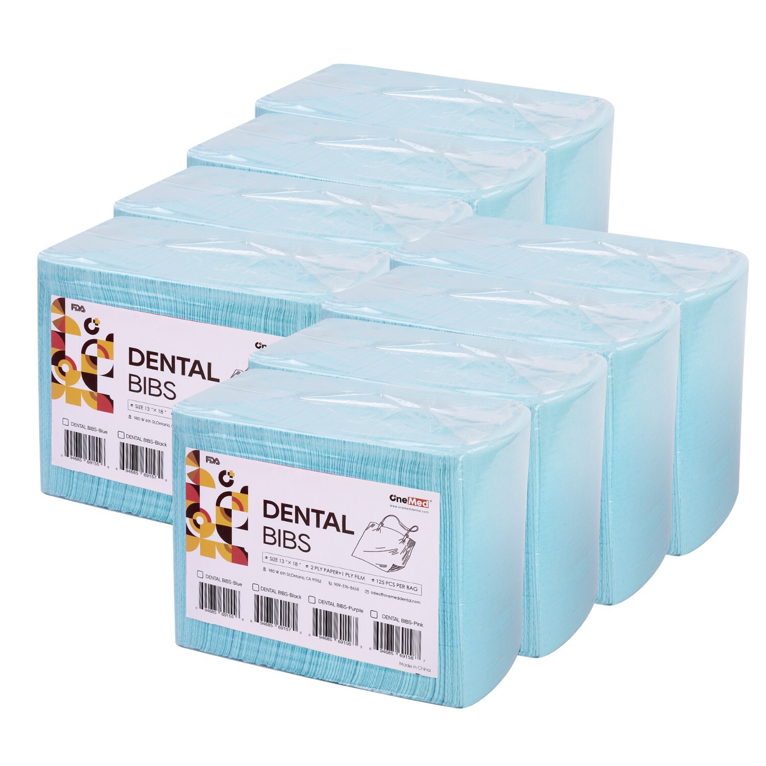 1000 OneMed Blue Dental Patient Bibs ,2+1 Ply Medical Tattoo Towel 13″x18″
