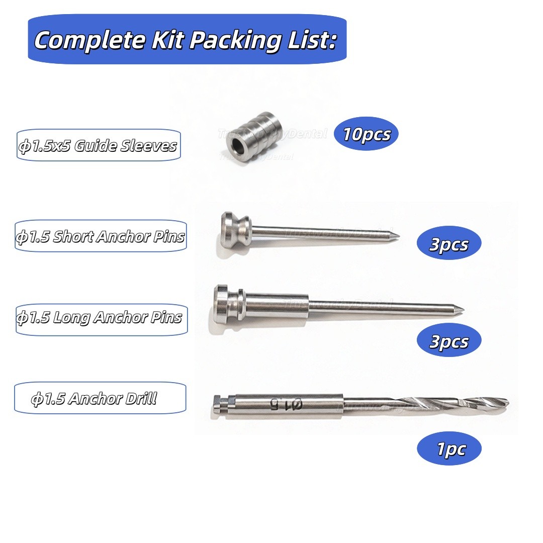 USA Dental Anchor Pin Fixation Drill Guided Sleeves DSG Implant Denture Plate