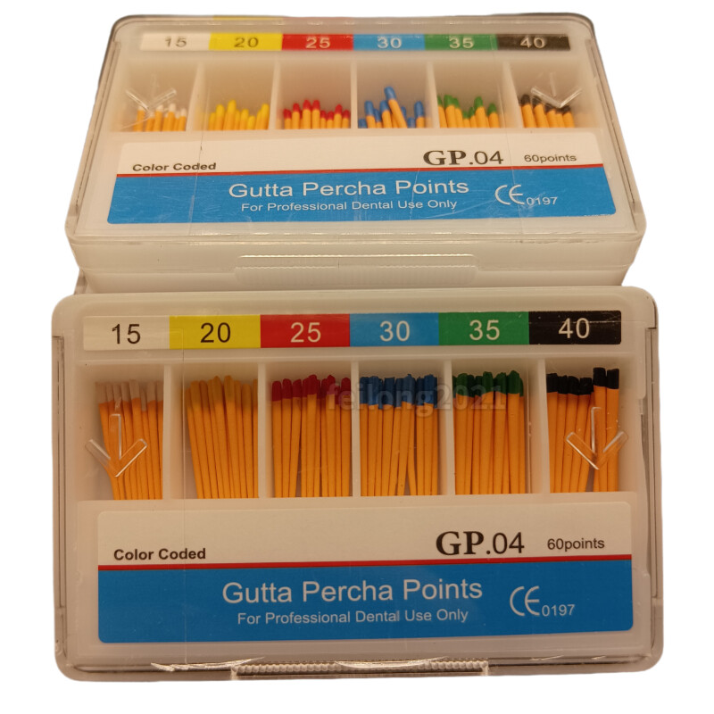 Endodontic GUTTA PERCHA POINTS Taper 0.4, All Sizes Dental Meta, 60 Points/box