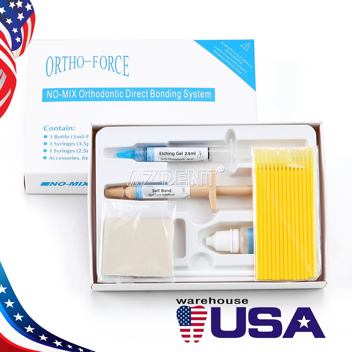 Dental Orthodontic Adhesive Light Cure Band Cement Shade Blue Glue Kit for Brace