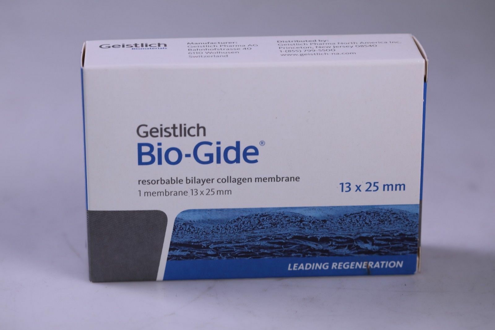 Geistlich Bio-Gide Dental Resorbable Bilayer Membrane 13 X 25mm (Free Ship)
