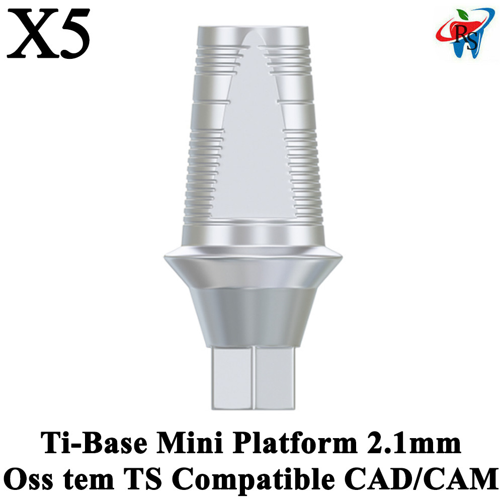 5pcs Dental Oss tem TS Compatible CAD/CAM Ti-Base Mini Platform 2.1mm Abutment