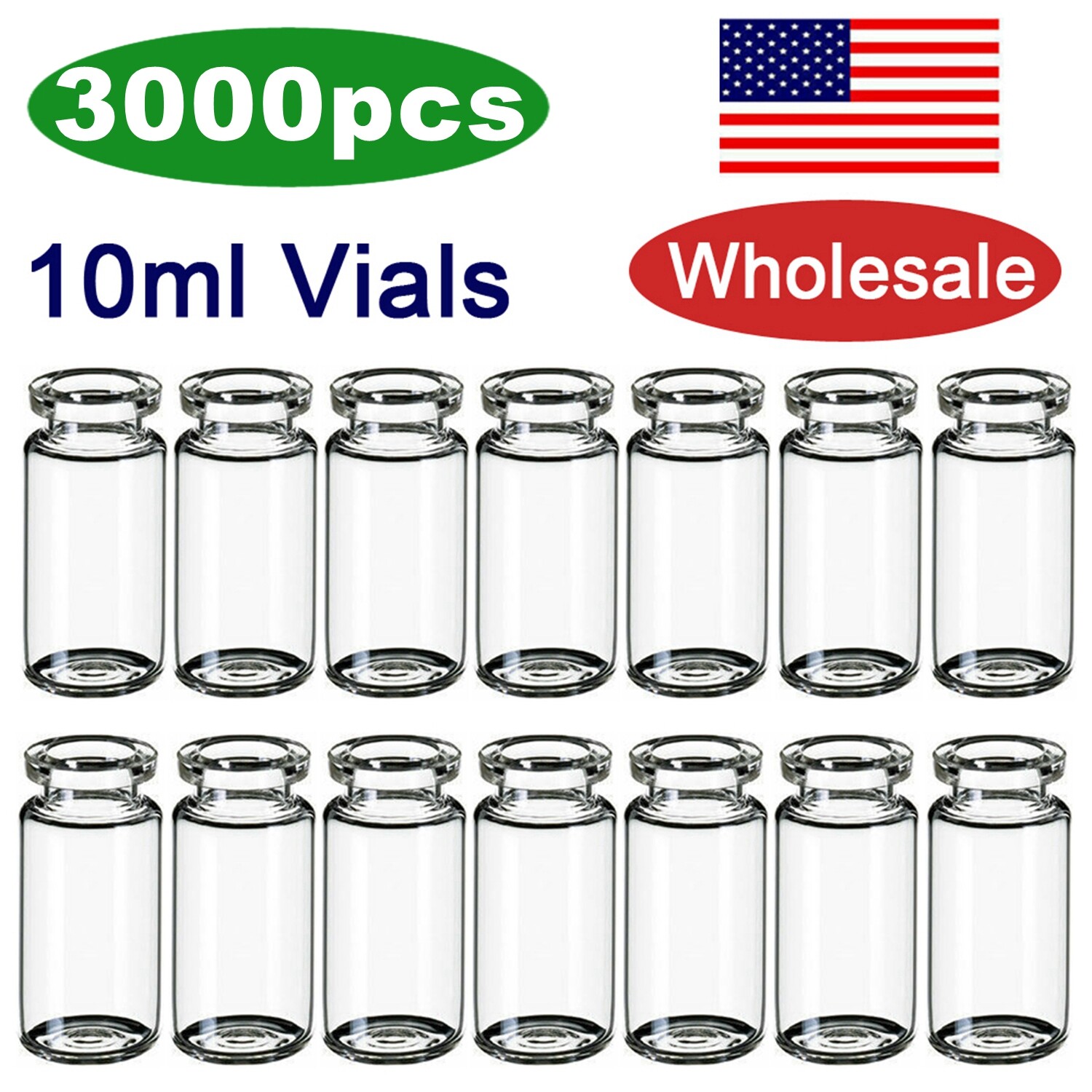 3000pcs 10ml 20mm Sample Vials Crimp Top Glass Bottle HPLC Beveled Edge Top ASTM