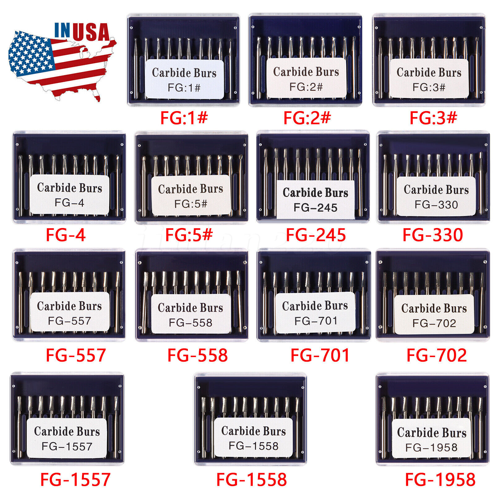 Dental Tungsten Steel Carbide Cutting FG Burs for High Speed Handpiece