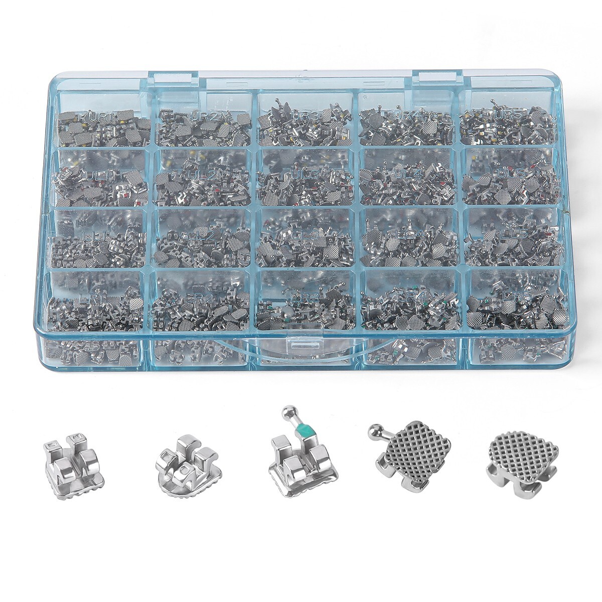 AZDENT Dental Orthodontic Brackets Braces Metal Mini Roth/MBT .022 Hooks 345 FDA