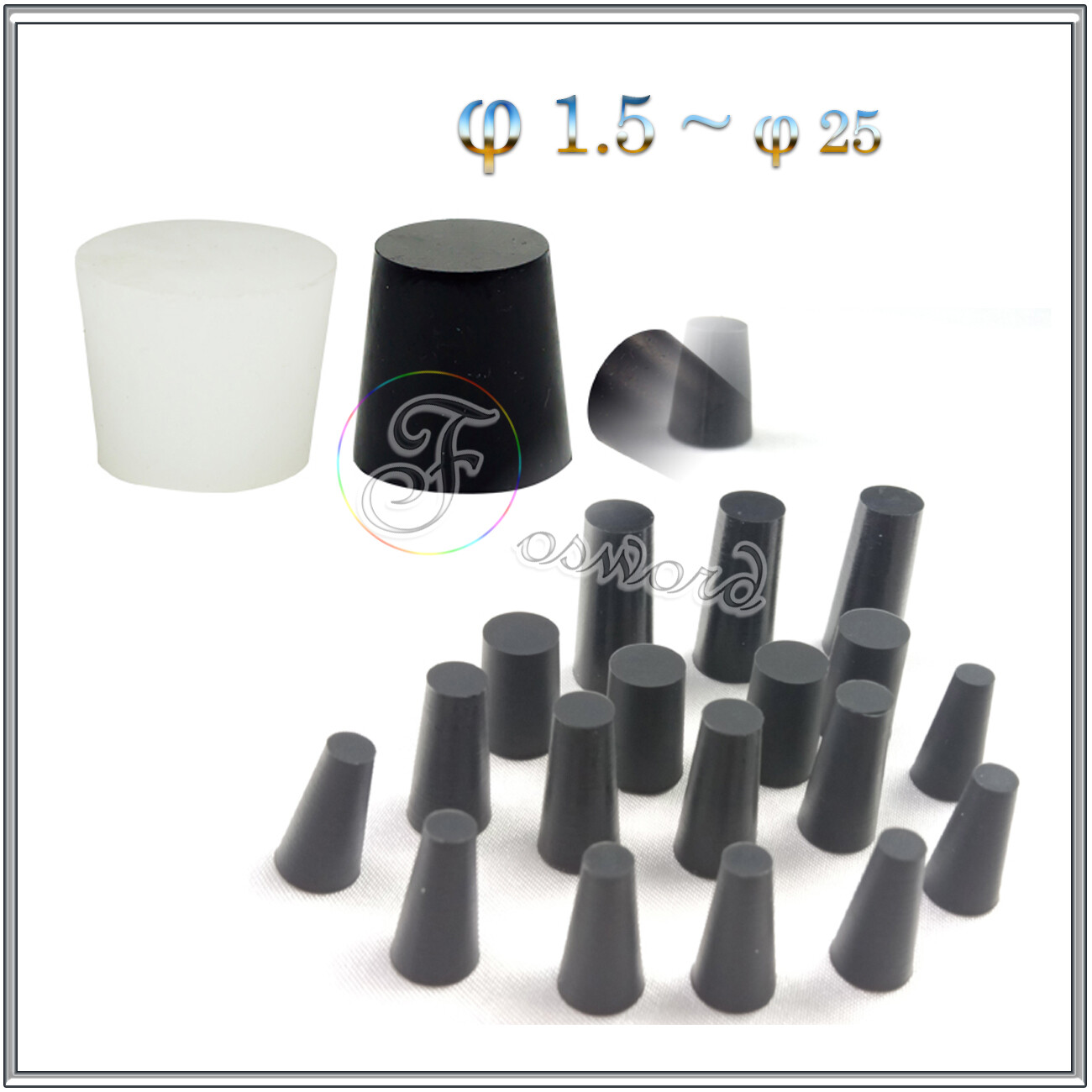 Conical Rubber Stopper Silicone Plugs Sealing Tapered Bungs Hole End Cap φ1~ φ16