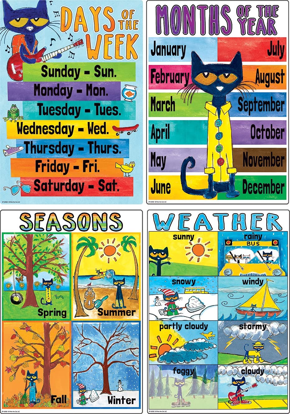 Teacher Created Resources Pete The Cat Early Learning Educational Poster Pack