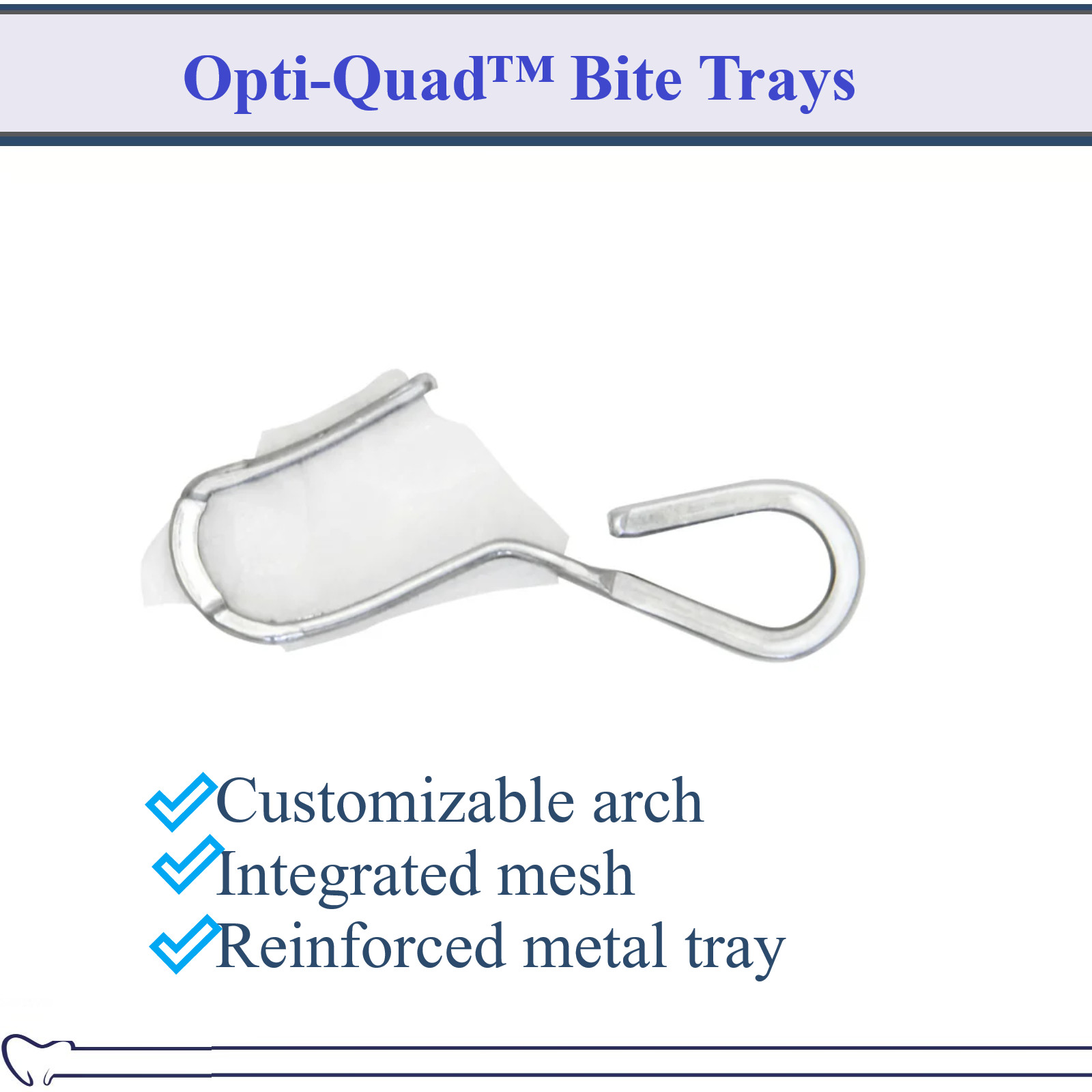 Dental Opti-Quad™ Quad-Tray Full Quadrant Dual Arch Metal Bite Tray, Anterior