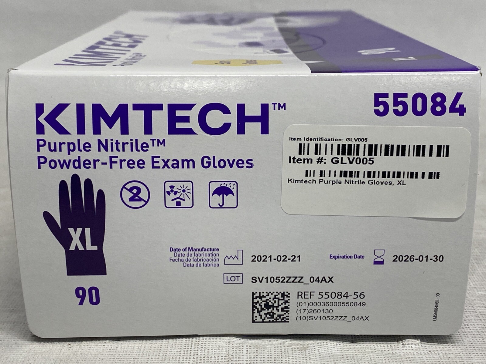 (90/Pk) KIMTECH Disposable Nitrile Exam Gloves – Size X-Large – Purple 55084