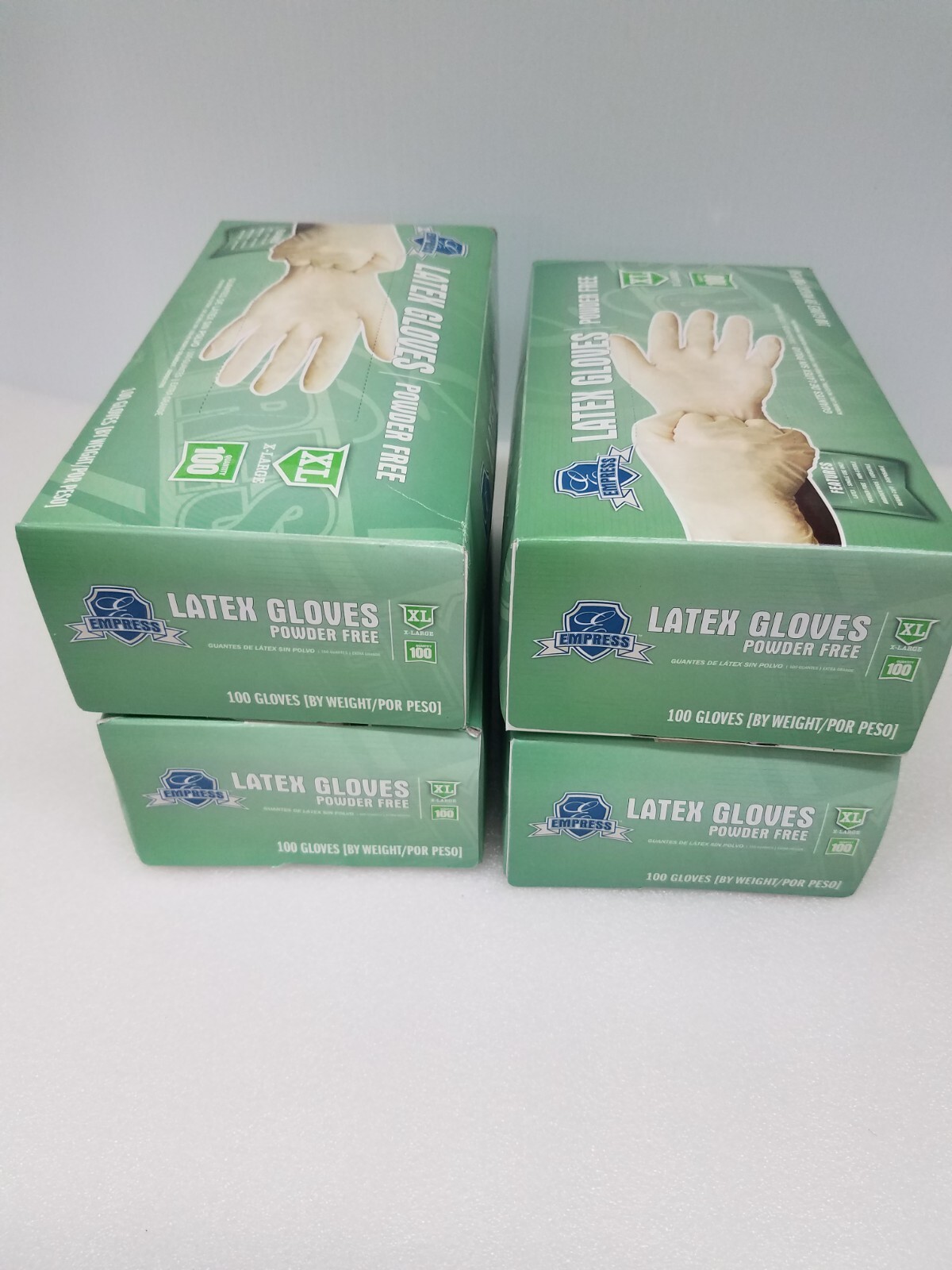 NEW EMPRESS LATEX GLOVE PF XL 100/BOX. Lot Of 4 Boxes