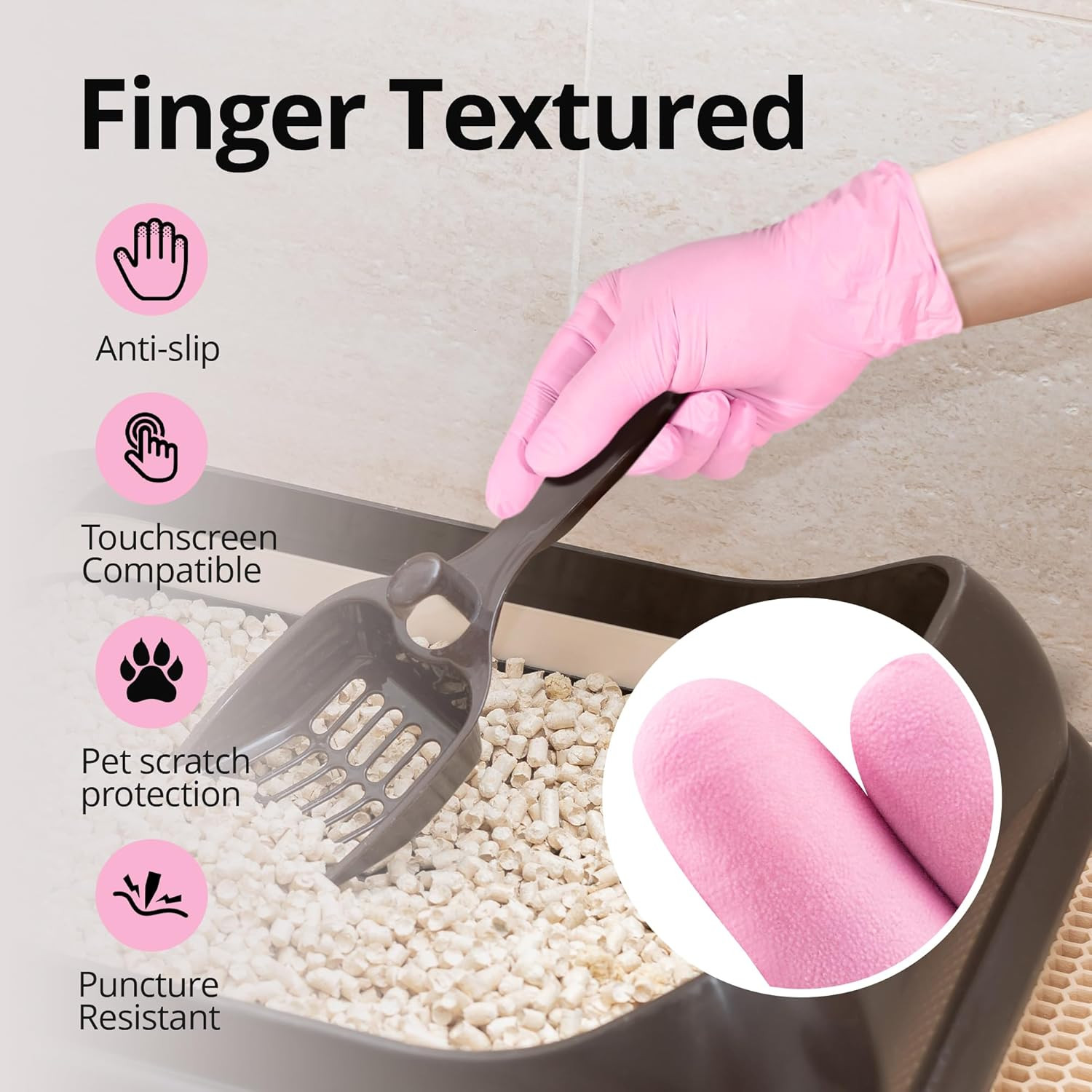 Pink Nitrile Gloves, 3-Mil, Industrial Gloves Disposable Latex Free, for Cleanin
