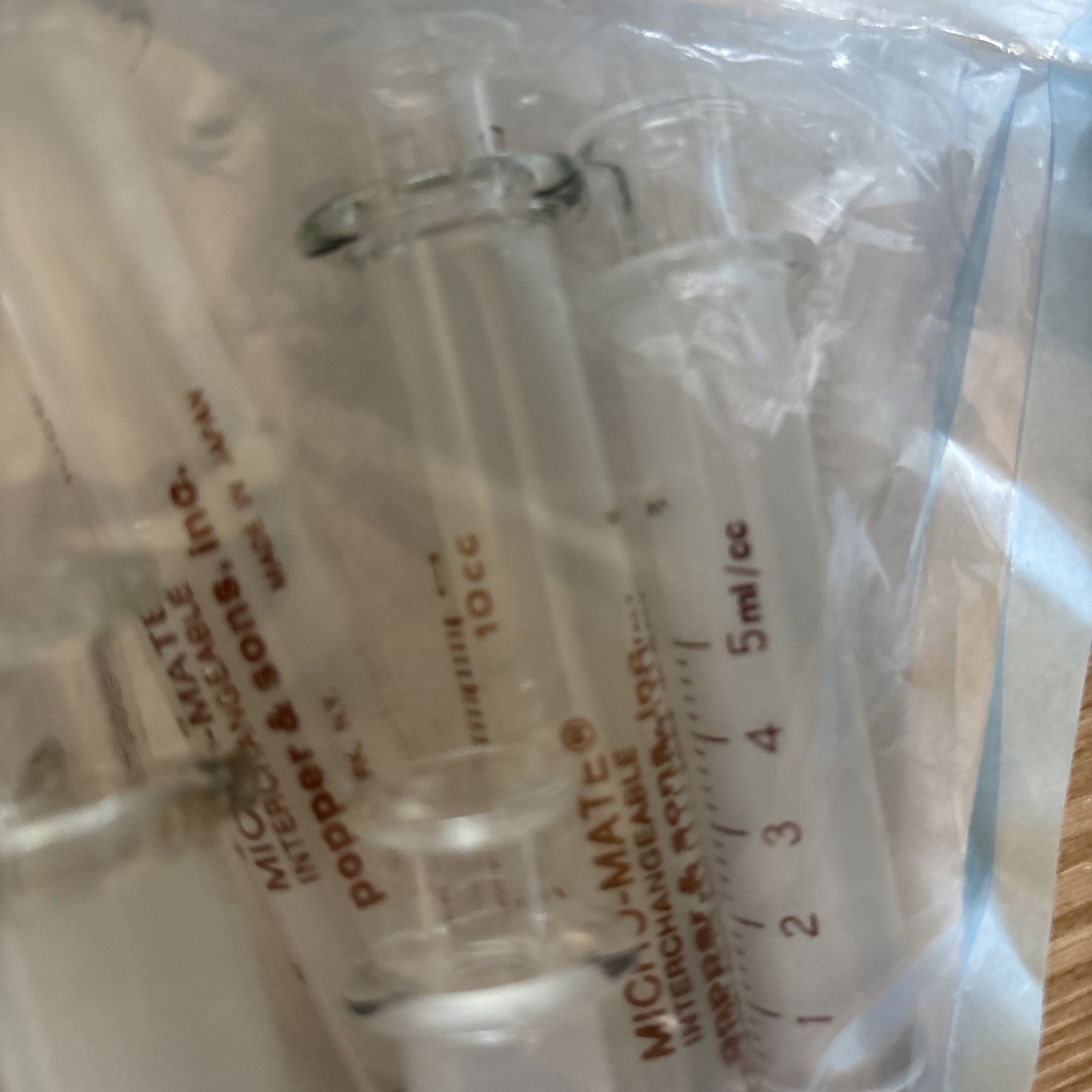 POPPER Micro-Mate Interchangeable 10cc and 5cc Glass Graduated Slip Tip Syringes