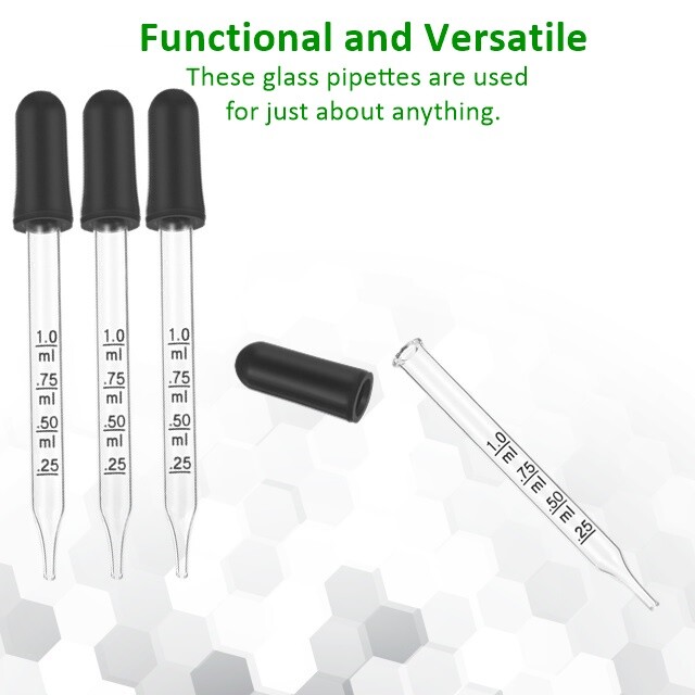 Lot of 4 Medicine Art Essential Oils Eye Dropper Graduated 4″ Straight Tip 1ml