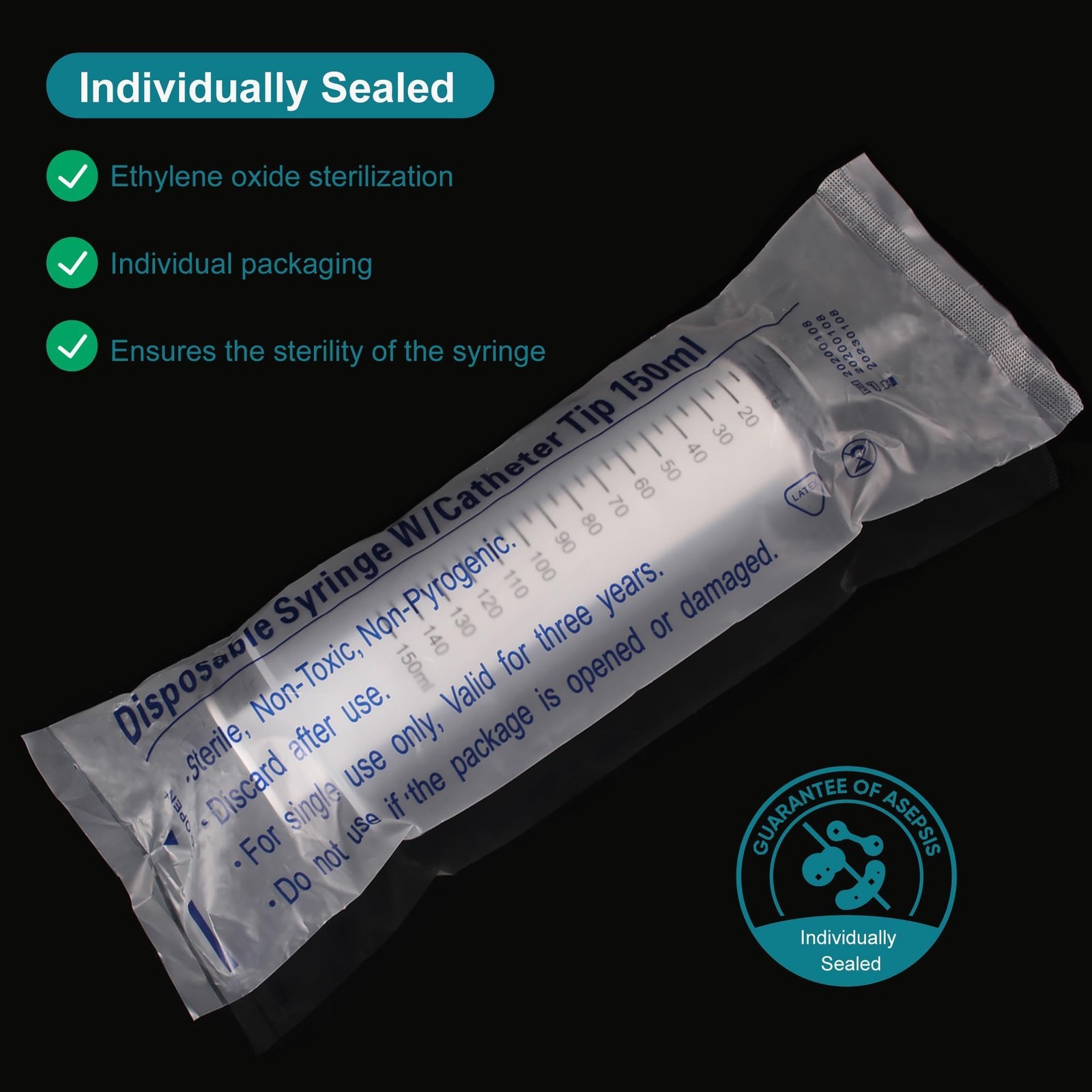 4Pack 150ml Large Syringe for Liquid – Big Plastic Syringes transparent