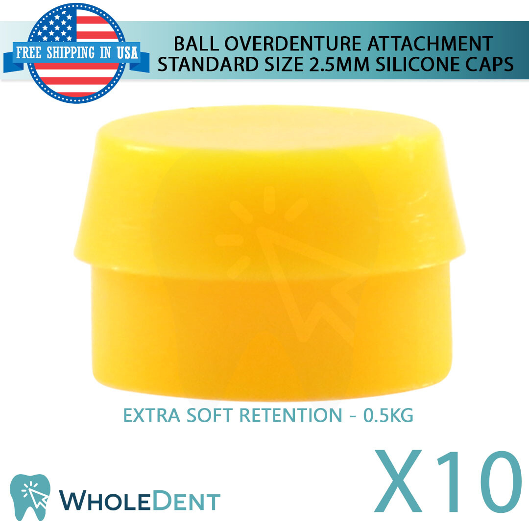 10x Extra Soft Silicone Cap Ø2.5mm Ball Attachment Abut ment Dental Im plant