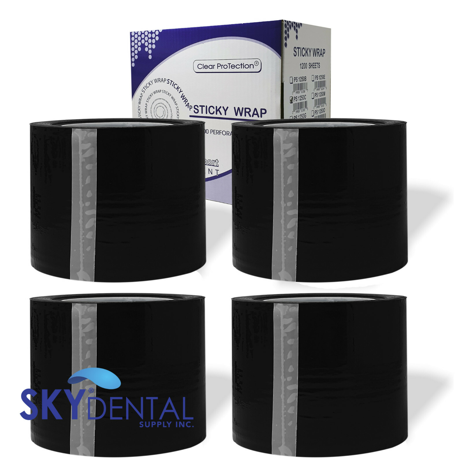 4 PACKS 1200 PERFORATED 4×6 DENTAL TATTOO BARRIER FILM ROLL PLASTIC SHEETS BLACK