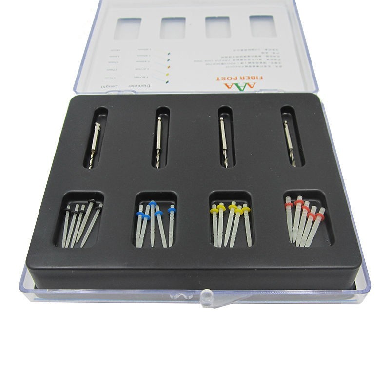 AAA Dental Endo Fiber Post Resin High-intensity Screw Thread Glass + 4 Drills