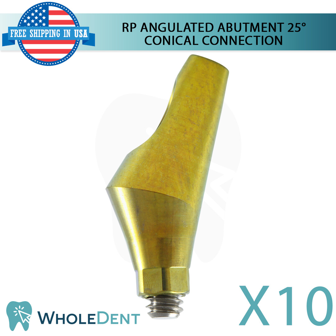 10x Dental Titanium Angulated Prosthetic 25° RP Conical Connection Hex 2.65mm