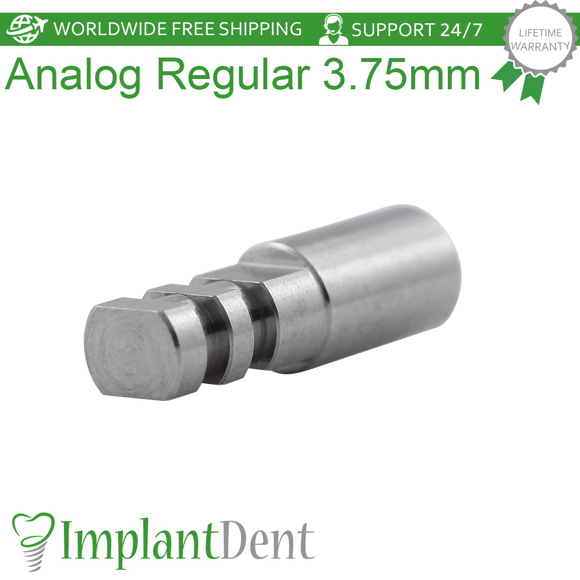 100x Dental Analog Regular Platform D-3.75mm Stainless Steel Int Hex 2.42mm