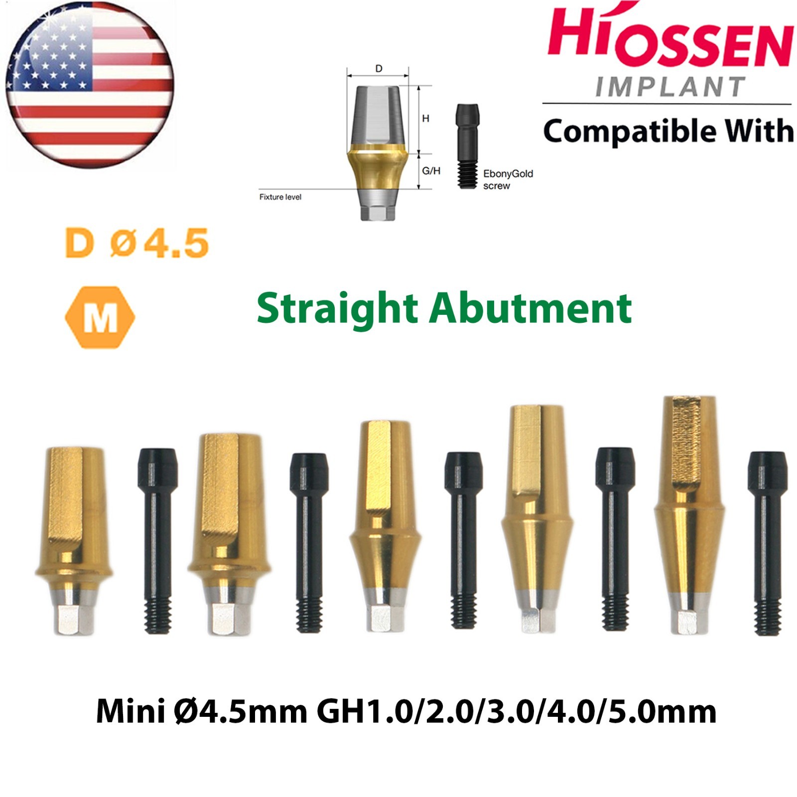 US Dental 17° Angled Anatomic/Straight Transfer Abutment Fit Hiossen Osstem M/R
