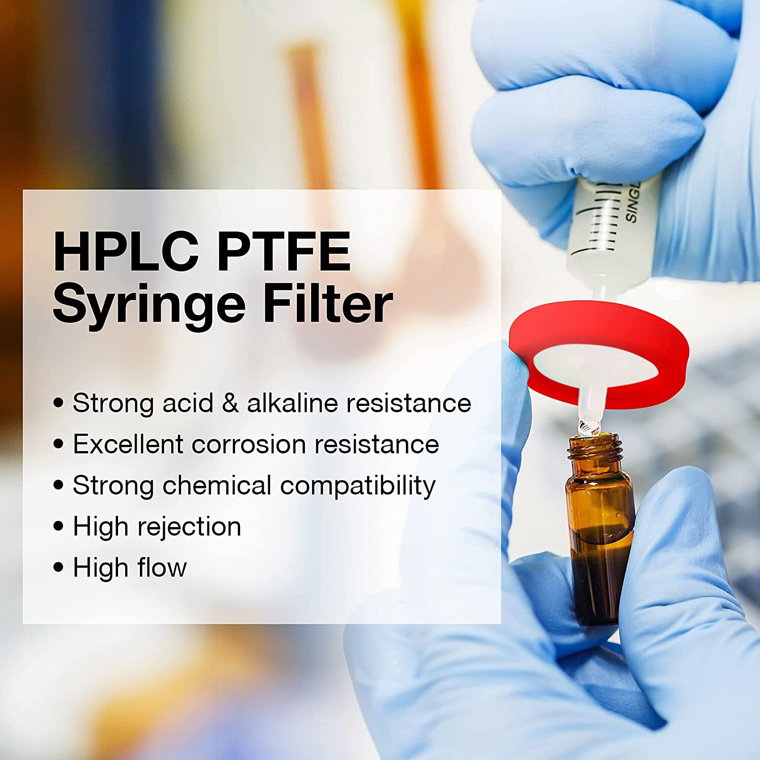 1000- Lab PTFE Needle Filter 13mm / 25mm Hydrophobic Hydrophilic Syringe Filters