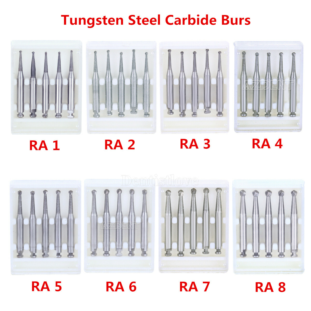AZDENT Dental Round Tungsten Steel Carbide Burs RA for Slow Low Speed Handpiece