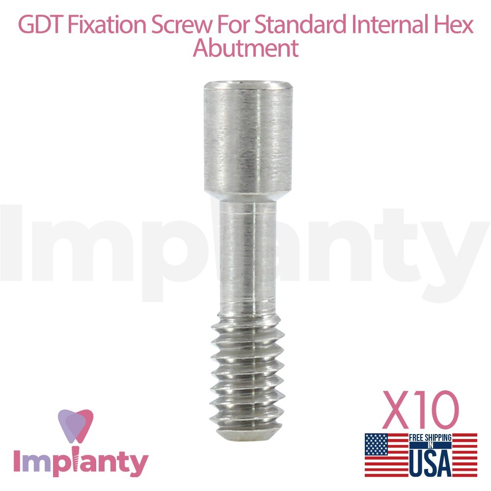 10x GDT Fixation Screw For Dental Prosthetic Titanium Int Hex 2.42mm Dentistry