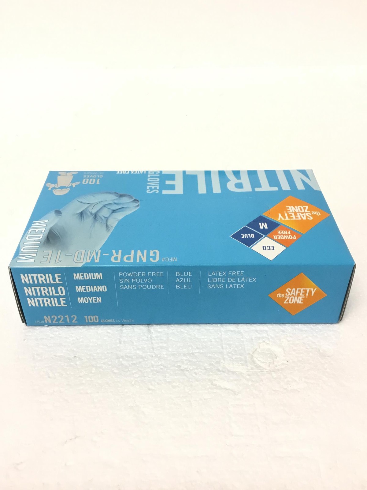 Safety Zone N2212 Nitrile Gloves M Blue Latex-Free 1000ct 10×100 – New