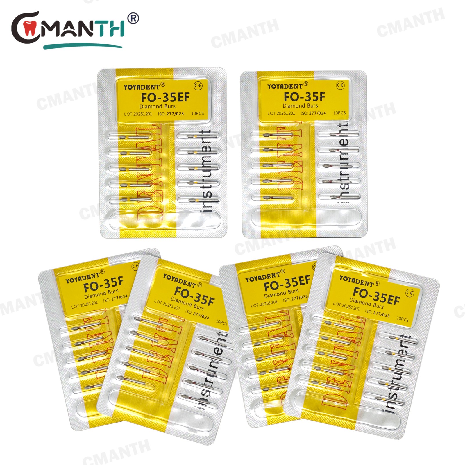 20PCS Dental FG Diamond Burs Taper Round Coarse/Fine Grit High Speed Burs 40Type