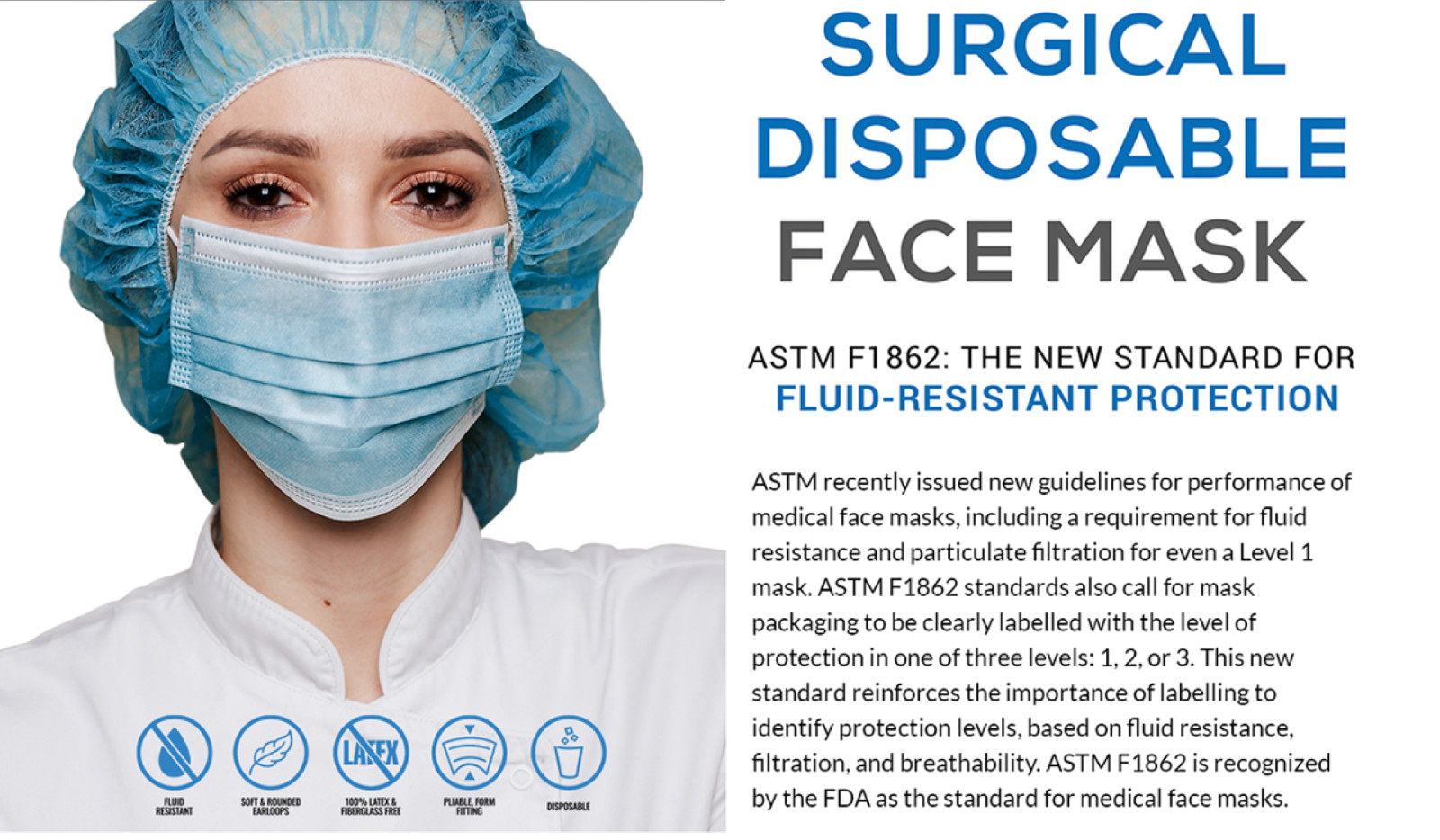 Black ASTM Level 1 3-Ply Disposable Medical Surgical Face Masks