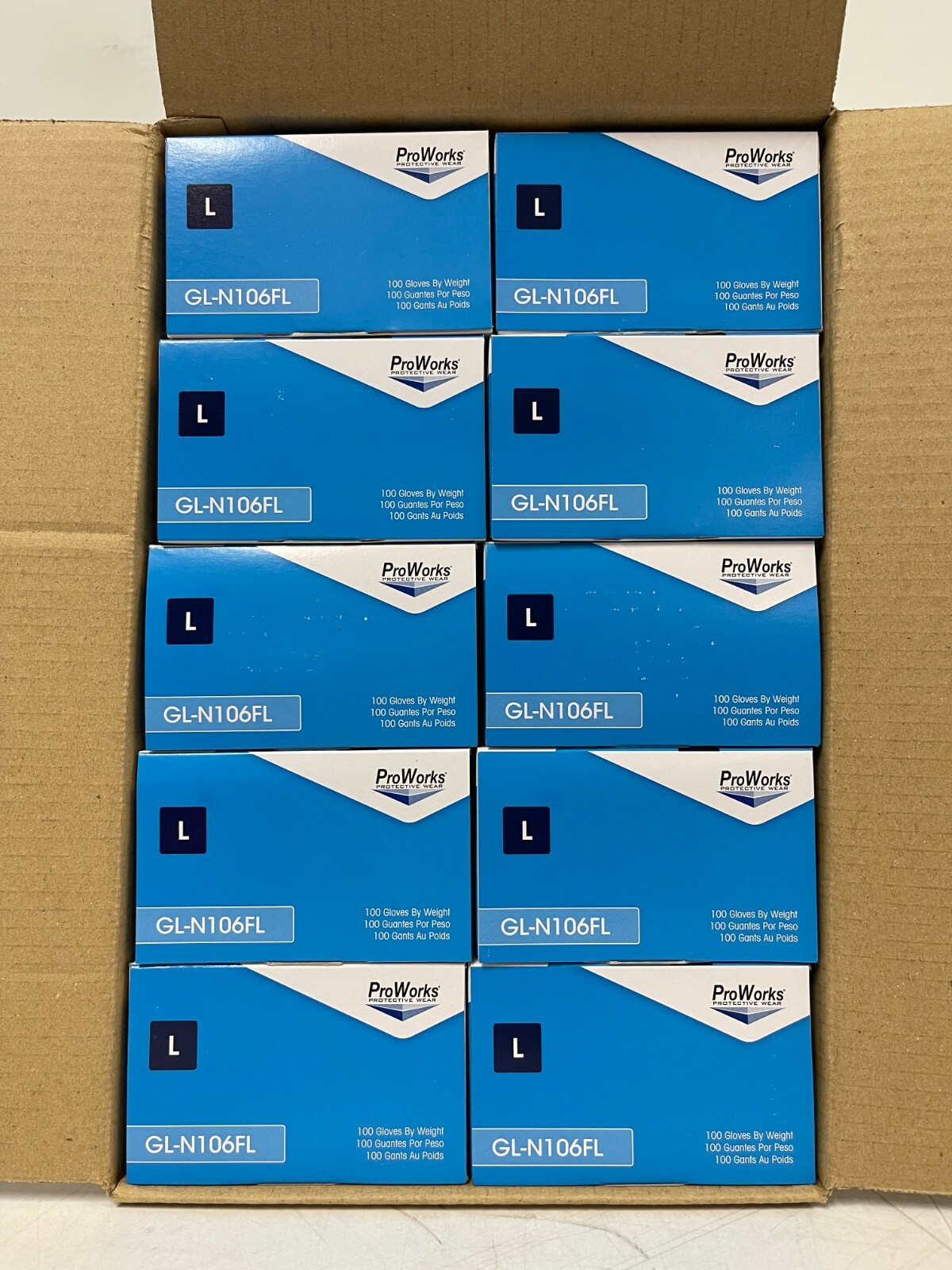 CASE OF 1000 ProWorks Powder-Free Nitrile Exam Gloves Size Large GL-N106FL