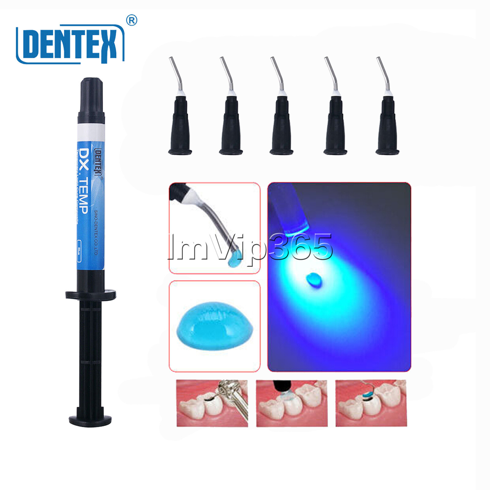 DENTEX Dental Temporary Flowable Light Cure Composite Resin Blue/Transparent