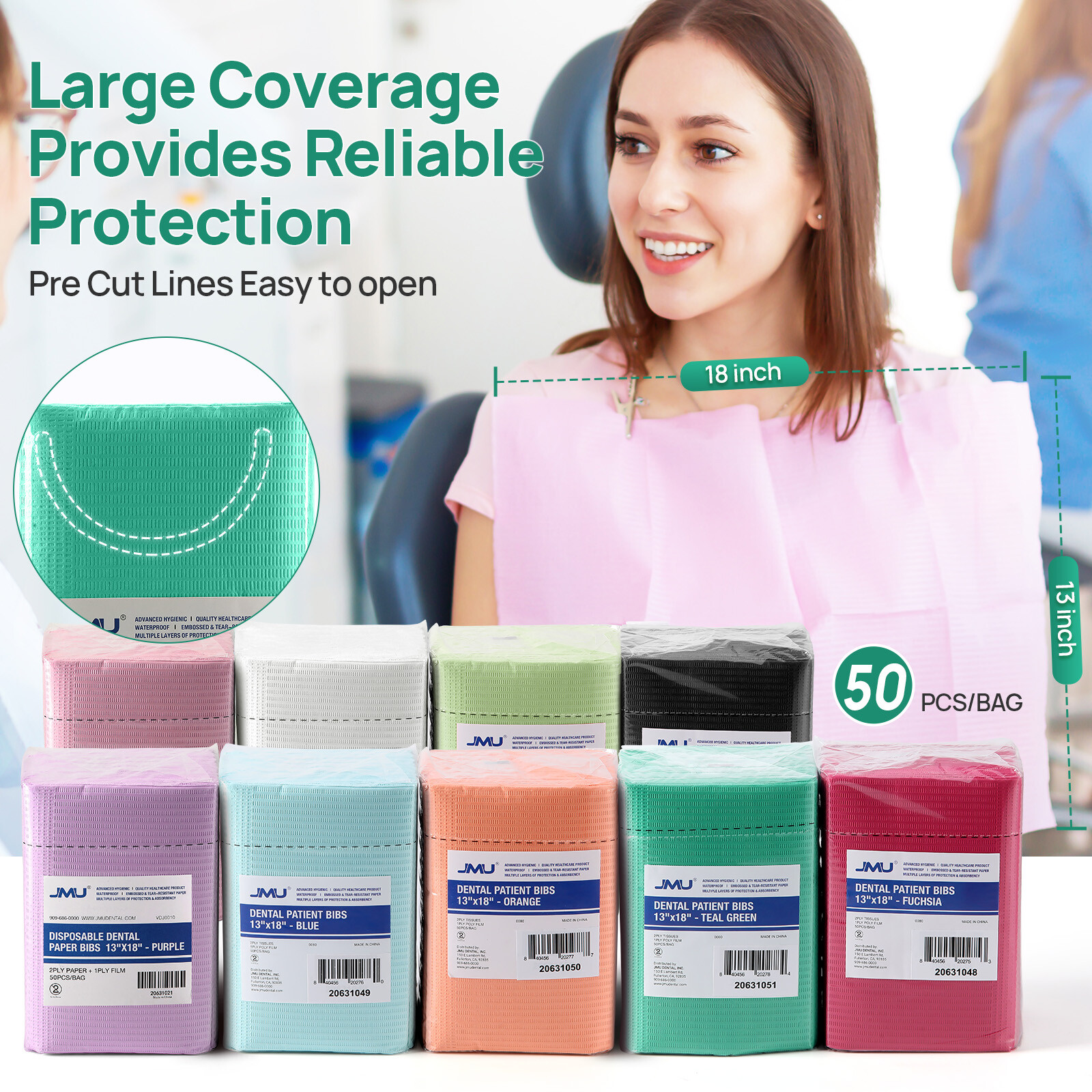 50pcs Dental Waterproof Patient Bibs 13×18″ Bibs 3Ply Medical Tattoo Towel Cover