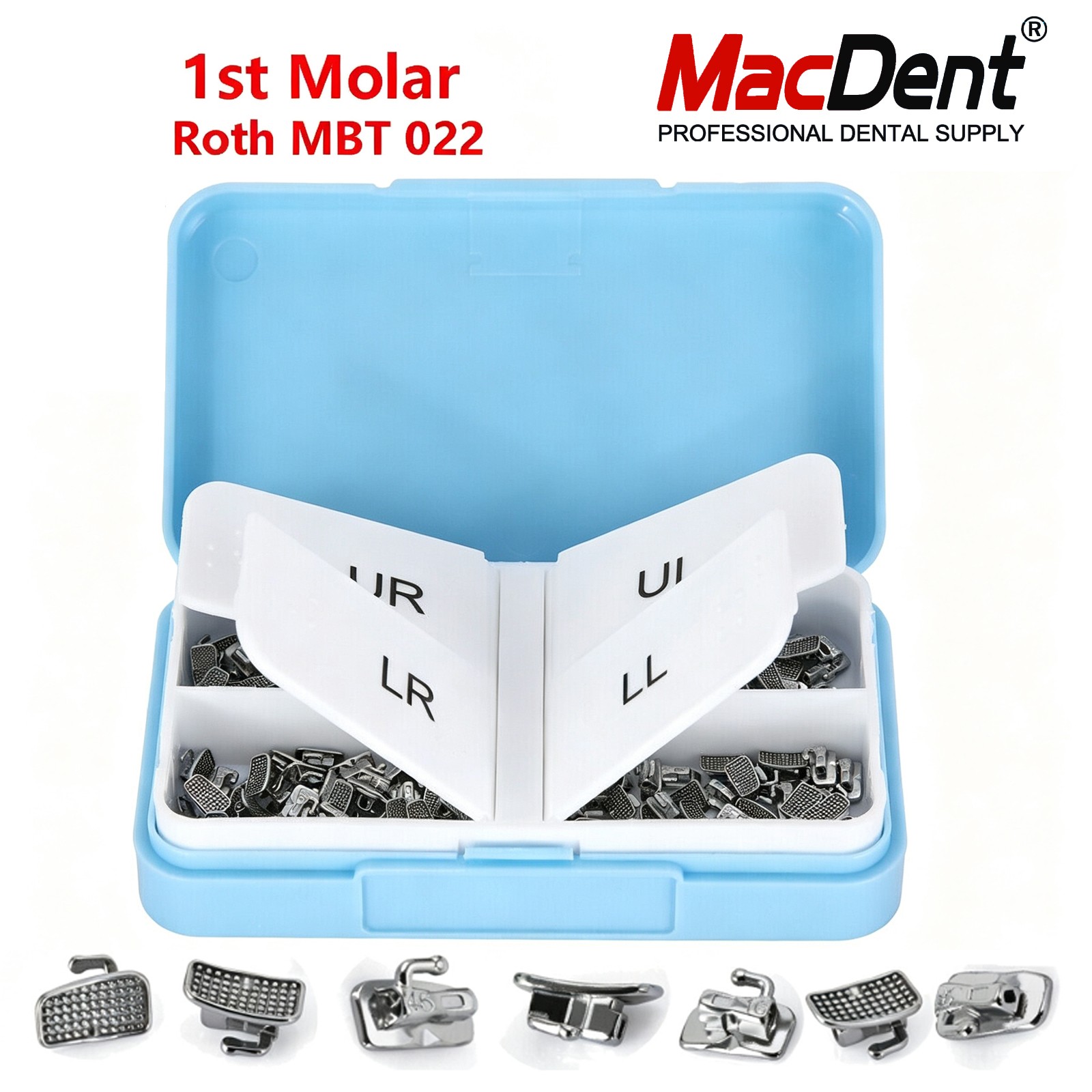 MacDent Dental Orthodontic Buccal Tubes 1st 2nd Molar Tube Roth MBT 022 Bondable