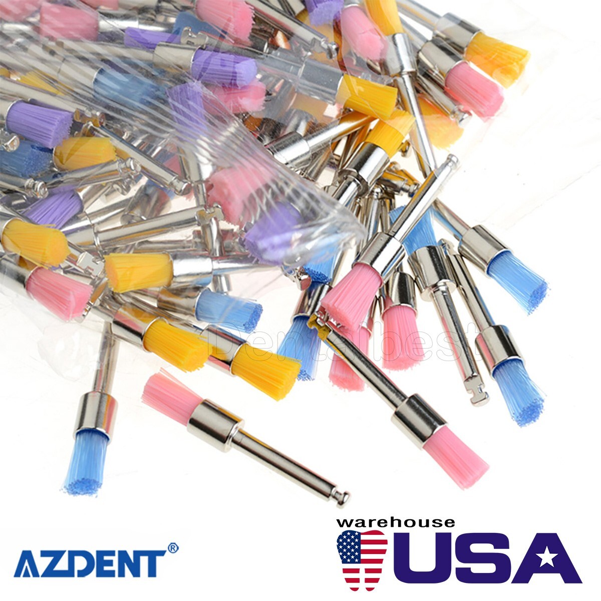 100 Brush Prophy Polisher Brush Latch Flat Type (RA) Nylon Bowl Polishing Dental