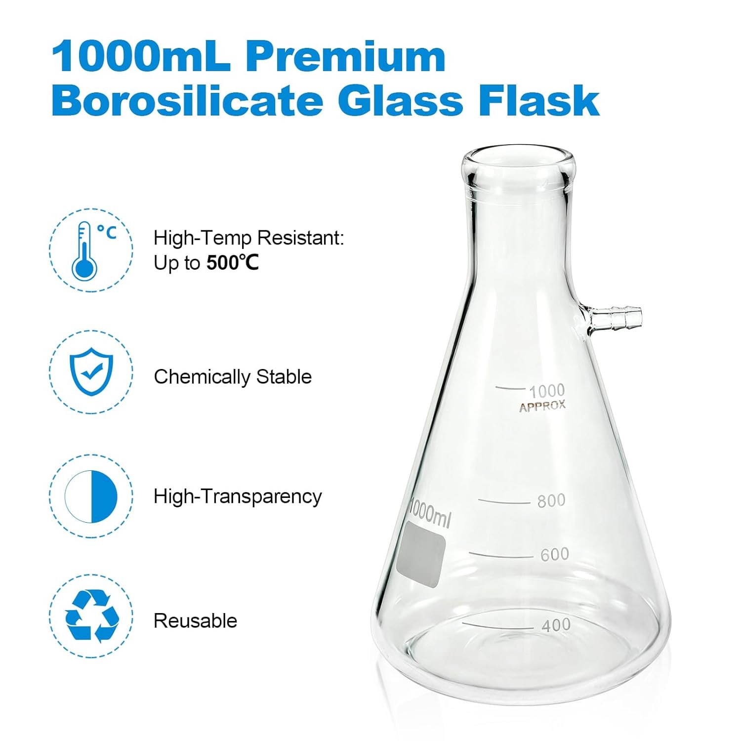 1000ml Buchner Funnel Filtering Kit Lab Filtering Flask Glass w/ Flask Funnel N