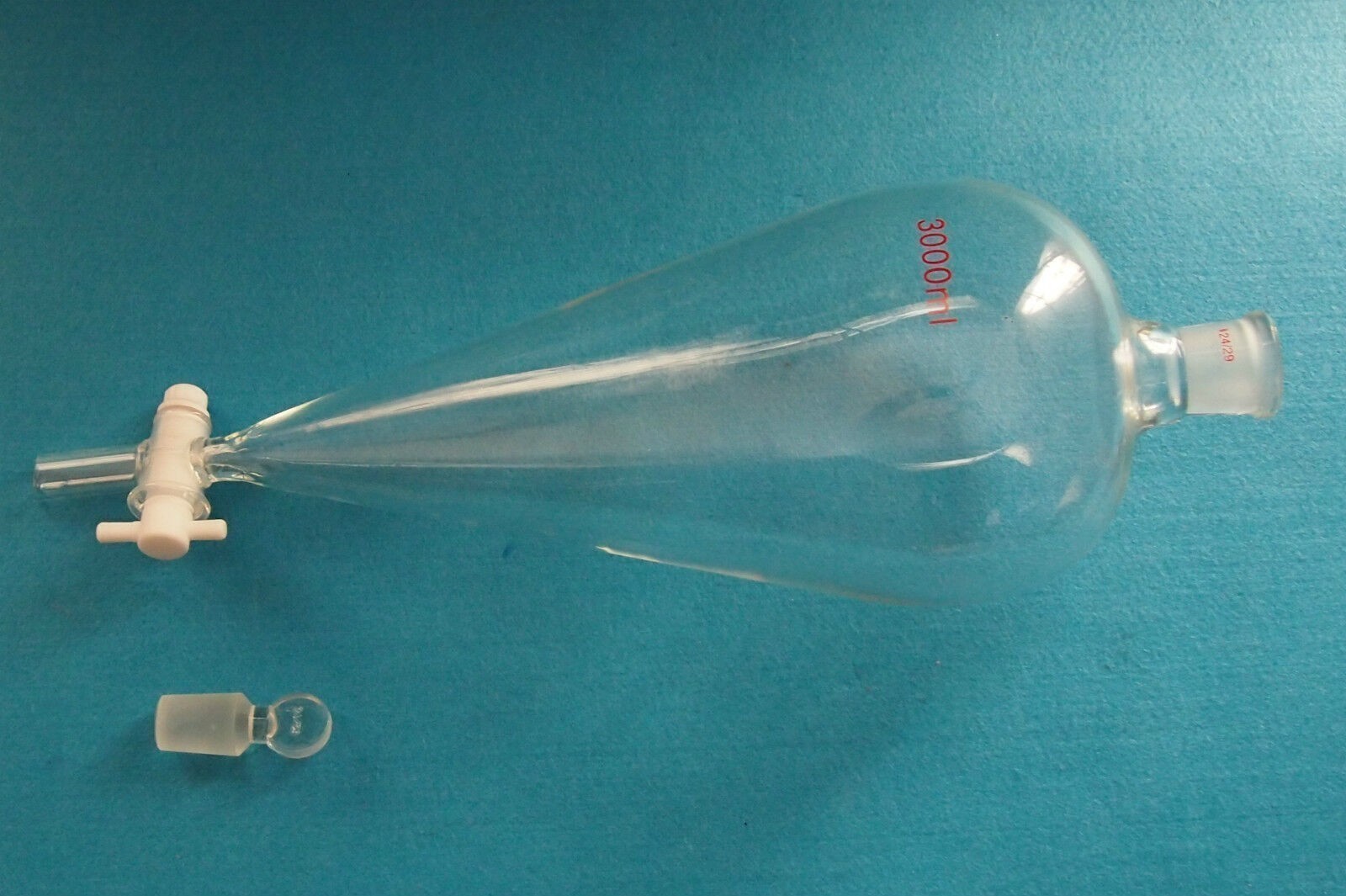 2500ml 24/29 Glass Pear Shape Separatory Funnel PTFE Stopcock Drop Tube