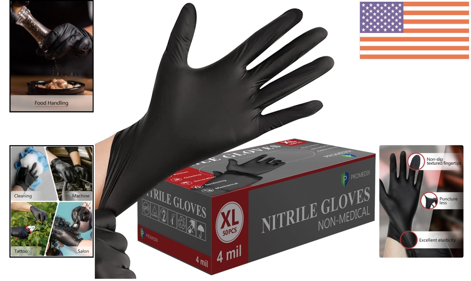 Ambidextrous 4mil Nitrile Disposable Gloves – Stretchy, Waterproof, and Durable