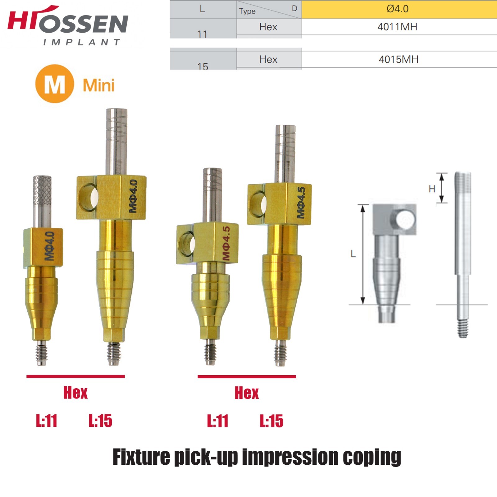 Transfer Impression Closed & Open Analog Regular/Mini for Osstem Hiossen Implant