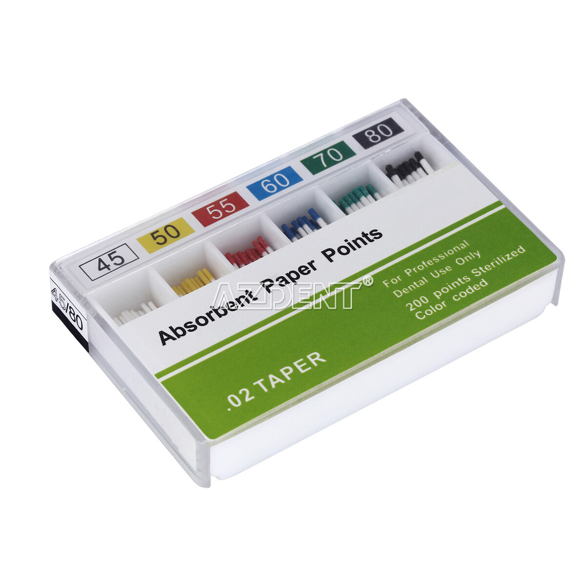 5Box AZDENT Dental EODO Absorbent Paper Points 45 -80# 0.02 Root Endodontics
