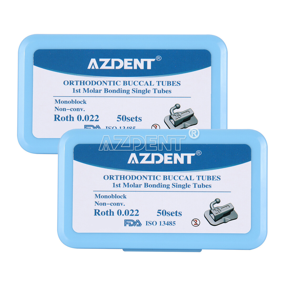 50Sets Dental Ortho 1st /2nd Molar Buccal Tube Bondable Non-Conv Roth .022 U1L1