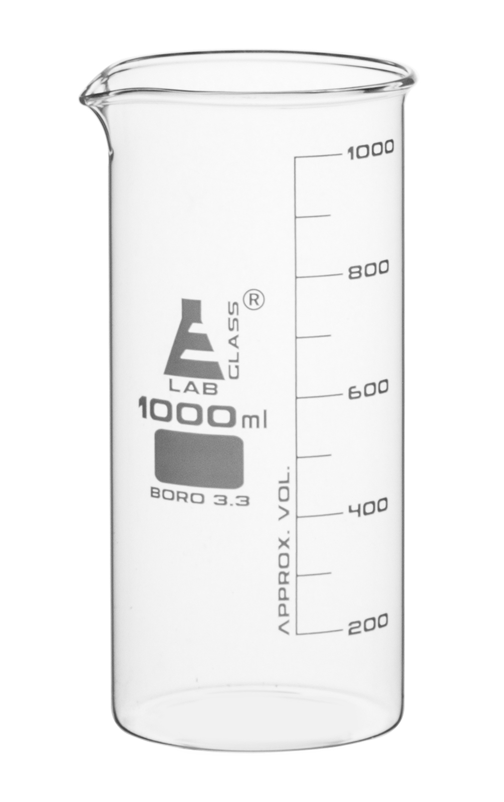 Beaker, 1000ml – Tall Form – Graduated – Borosilicate Glass – Eisco Labs