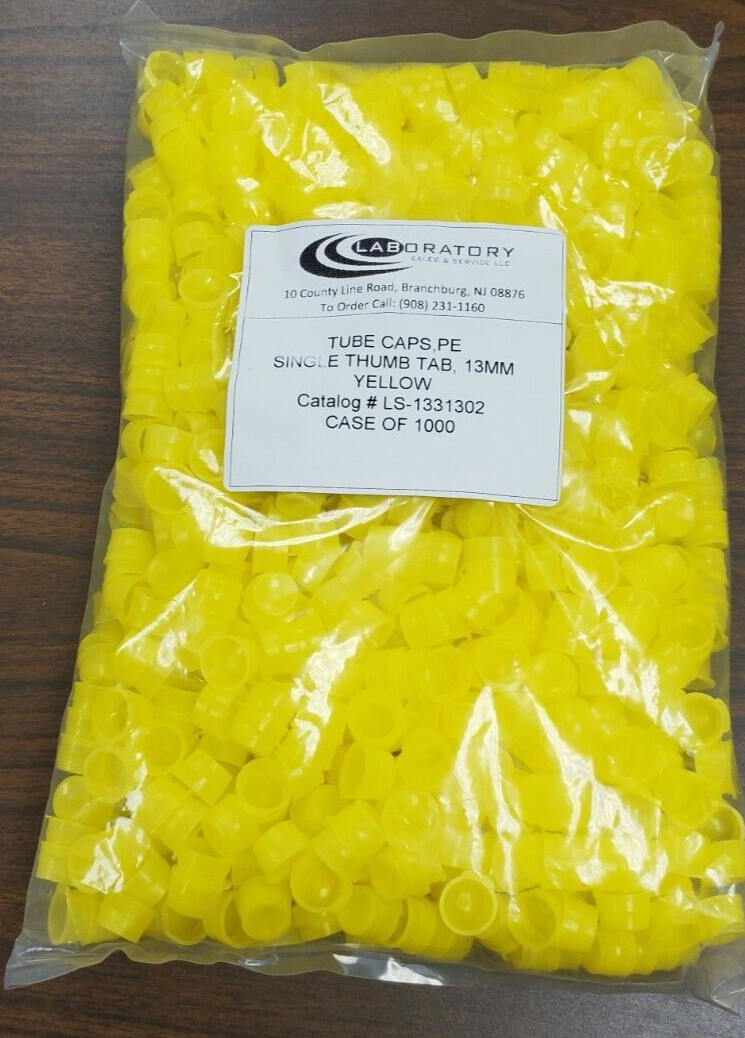 13MM TUBE SNAP CAPS, POLYETHYLENE, SINGLE THUMB TAP, YELLOW, CS/1000