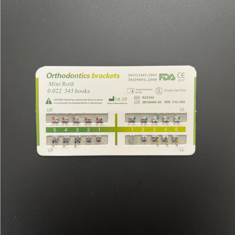 10Sets Dental Ortho Metal Brackets Mini Roth/MBT 022/018 345 hooks Mesh Base