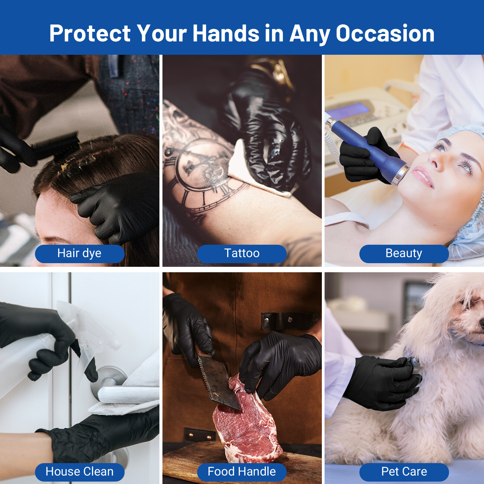 JMU Nitrile Disposable Gloves Powder Latex Free 3.5 Mil XS-XL Up to 4000pcs